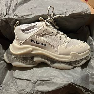 Balenciaga Light Beige Triple S Clear Sole Sneaker